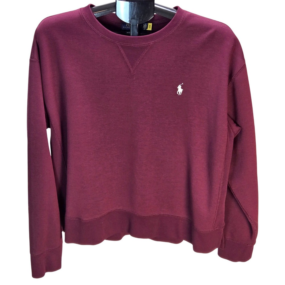 Women's Polo Ralph Lauren XL Burgundy Crewneck Sweatshirt Pony Logo Preppy